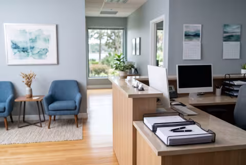 Administrative front office, counter and waiting area — Standard page imagery, admin/registrar.