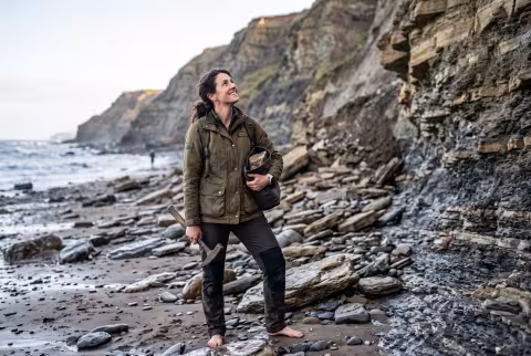 Coastal geoscience hero — eroding cliff face survey — Program imagery, oceanography/geoscience cluster.
